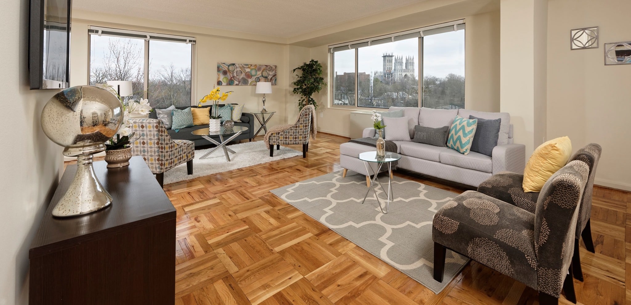 4000-Mass-1 apartment living room with large windows in washington dc